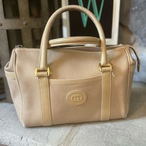 Vintage Gucci Hand Bag Beige Leather 🌸auction 5/13@7pmEST